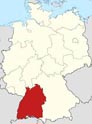 Localizzazione del territorio Baden-Württemberg in Germania