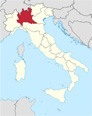 Localizzazione del territorio Lombardia in Italia