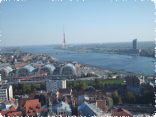 Panoramic of Riga in Latvia the middle republic from 61 meters